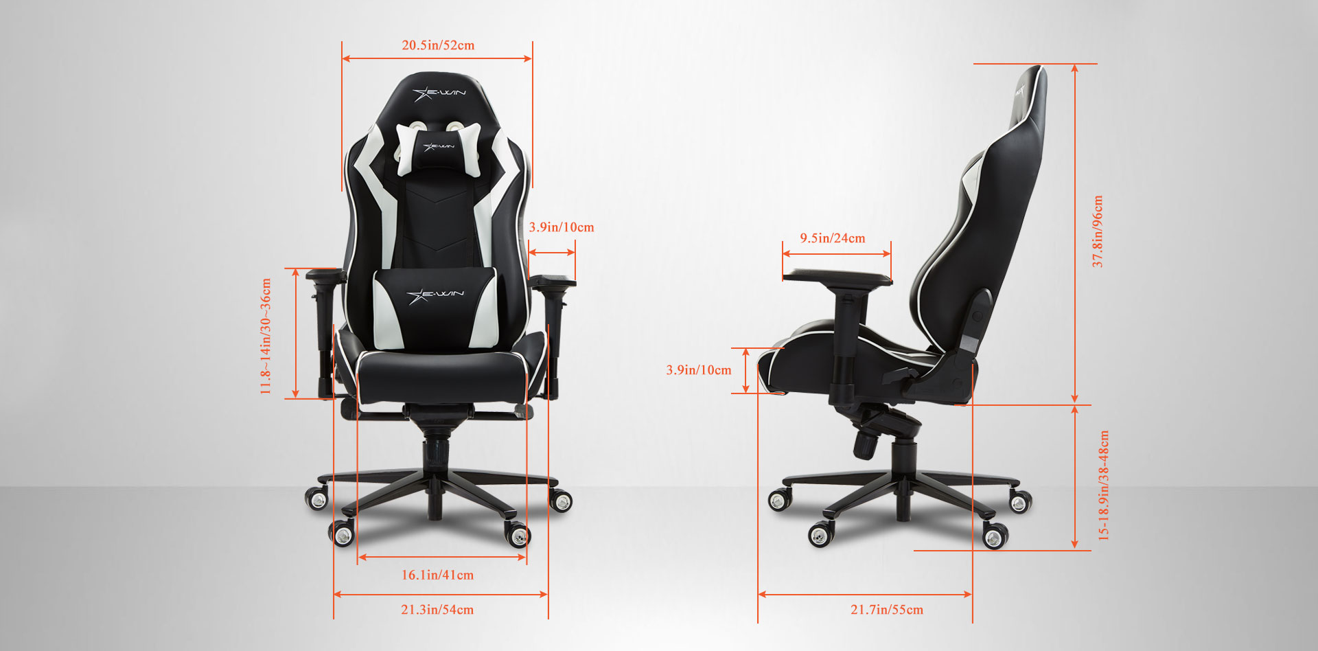 E-WIN Gaming Chair Dimensions