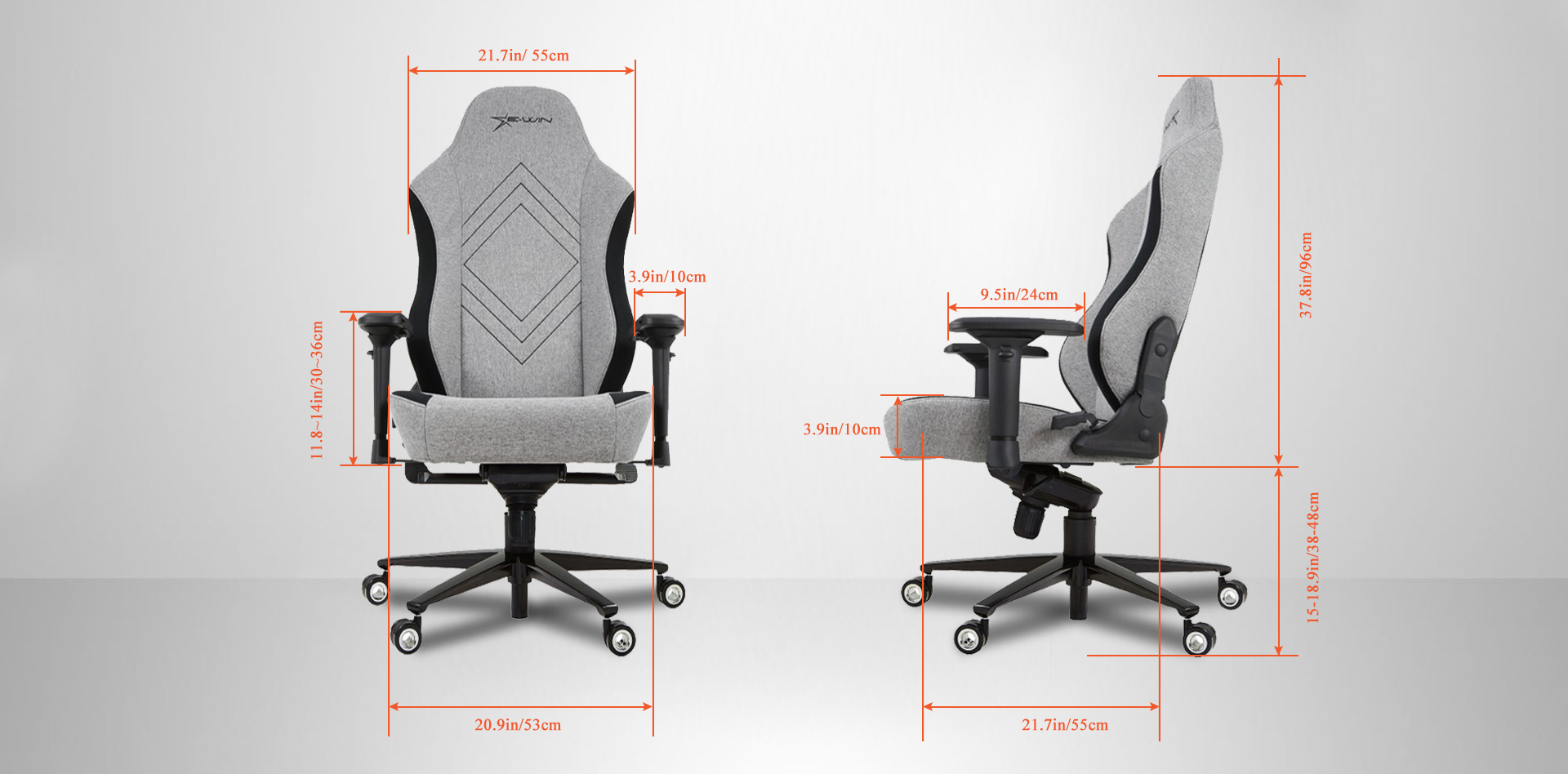 EwinRacing Champion Gaming Chairs Dimensions