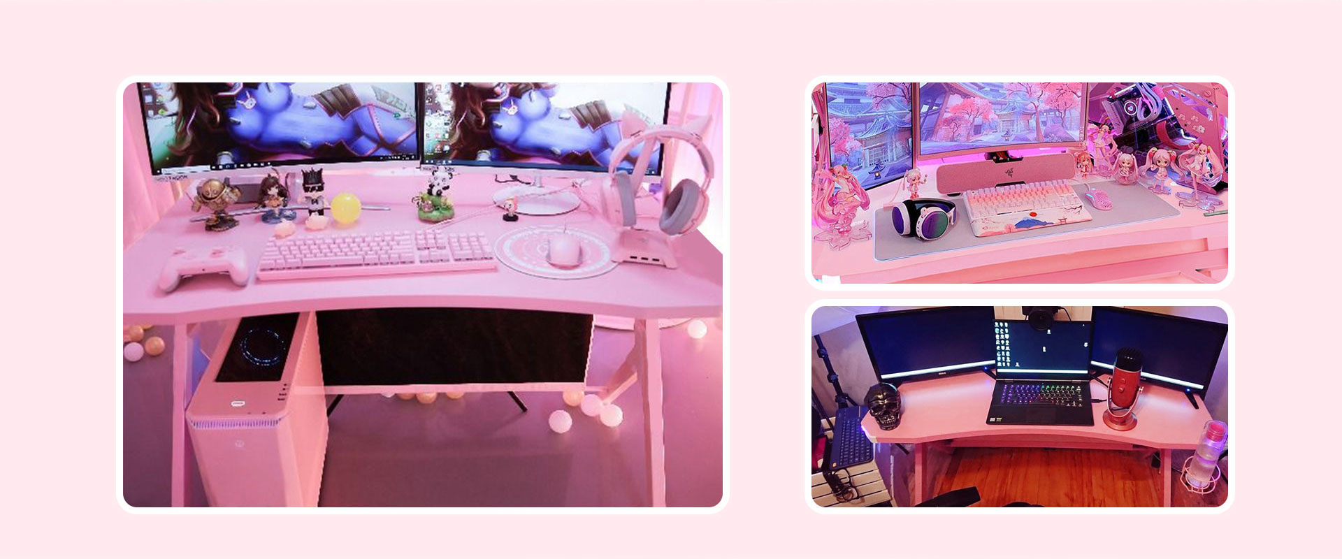 E-WIN Pink RGB Gaming Desk