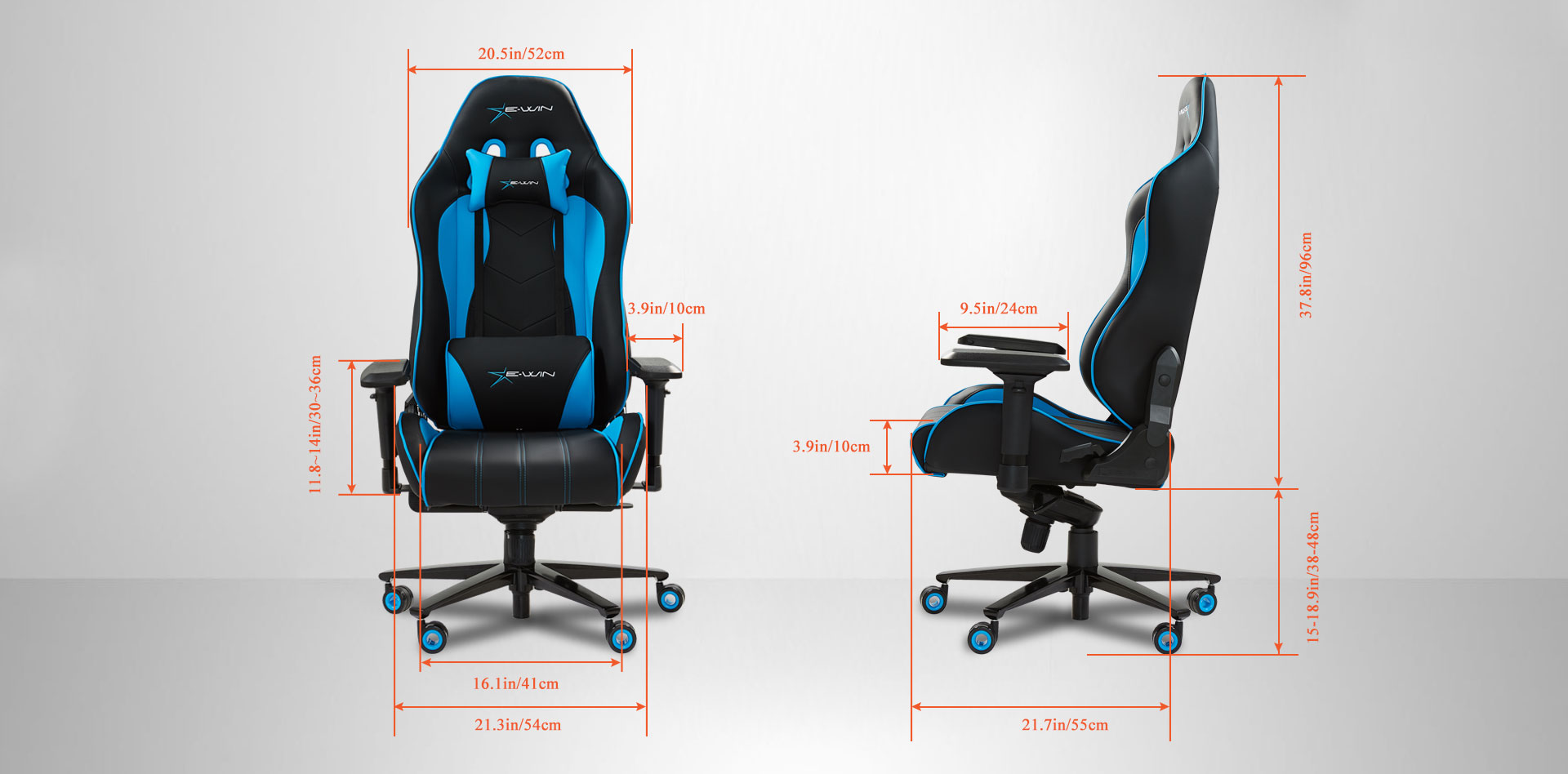 E-WIN Gaming Chair Dimensions