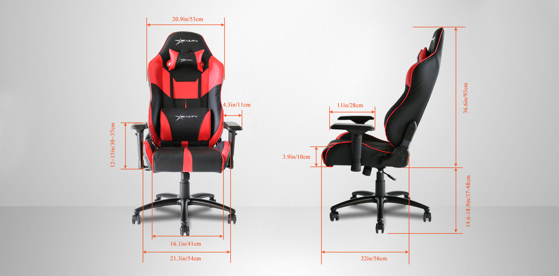 E-WIN Gaming Chair Dimensions