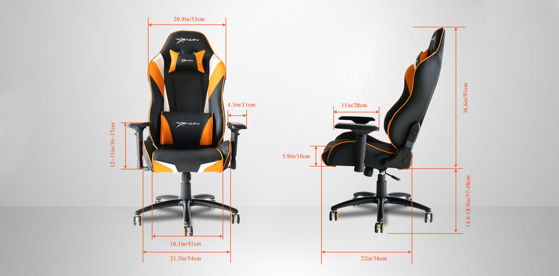 EwinRacing Champion Gaming Chairs Dimensions