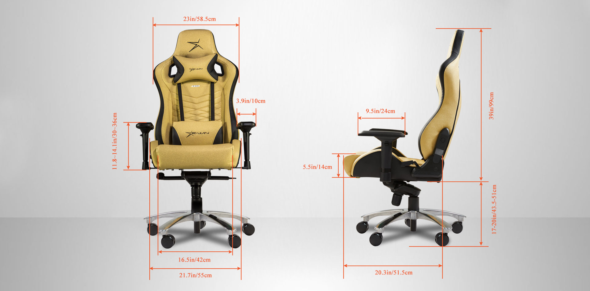 EwinRacing Champion Gaming Chairs Dimensions