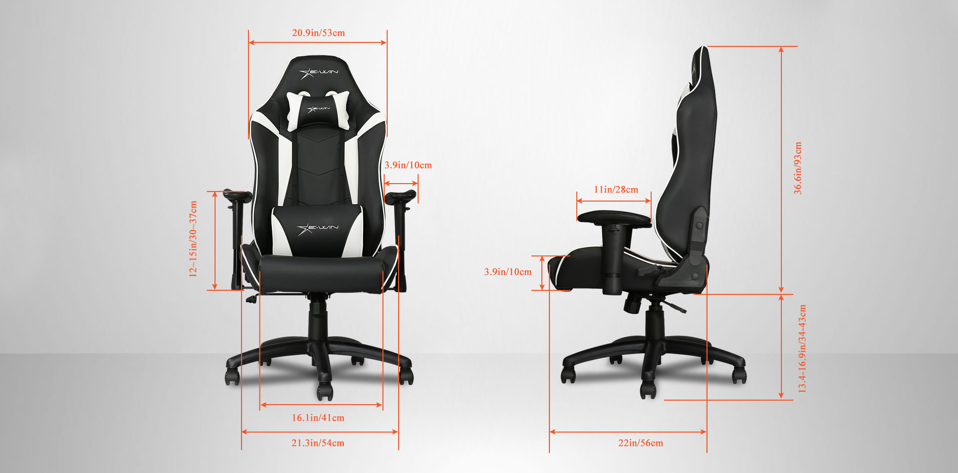 EwinRacing Champion Gaming Chairs Dimensions