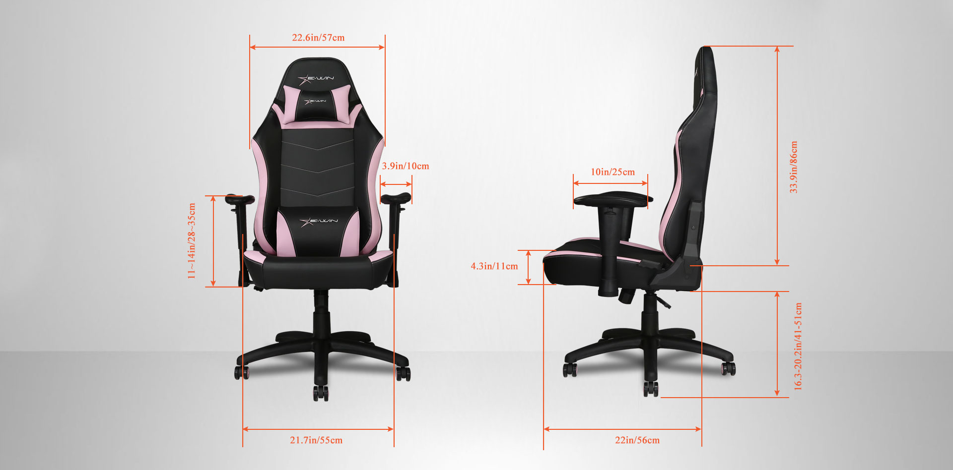 EwinRacing Champion Gaming Chairs Dimensions